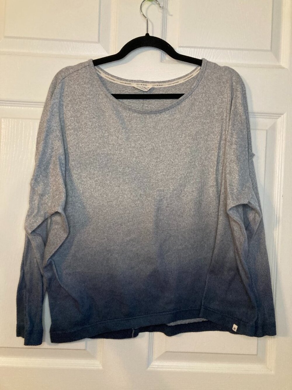 Lucky Brand Women's Gray to Blue Ombre Long Sleeve Knit Sweatshirt - Size XL